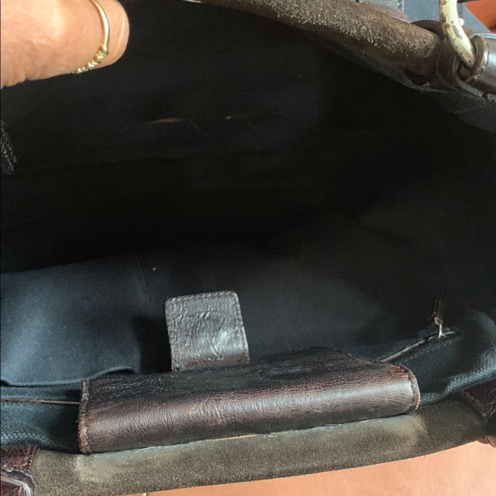 💙🤎Stylish Yves Saint Laurent Navy Canvas and Brown Suede Trim Tote Bag🤎💙 - Picture 8 of 13
